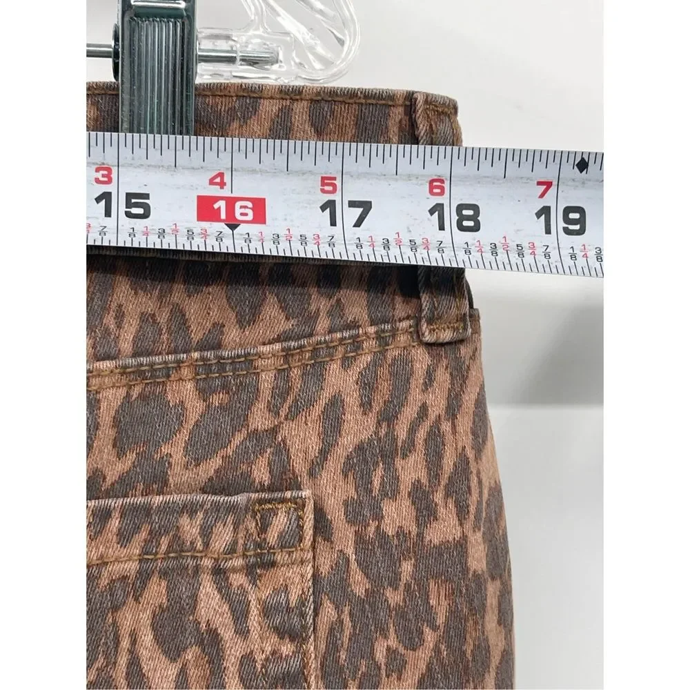 Style & Co Jeans Skinny Leopard Women Size 16 Brown‎ Black High Rise New